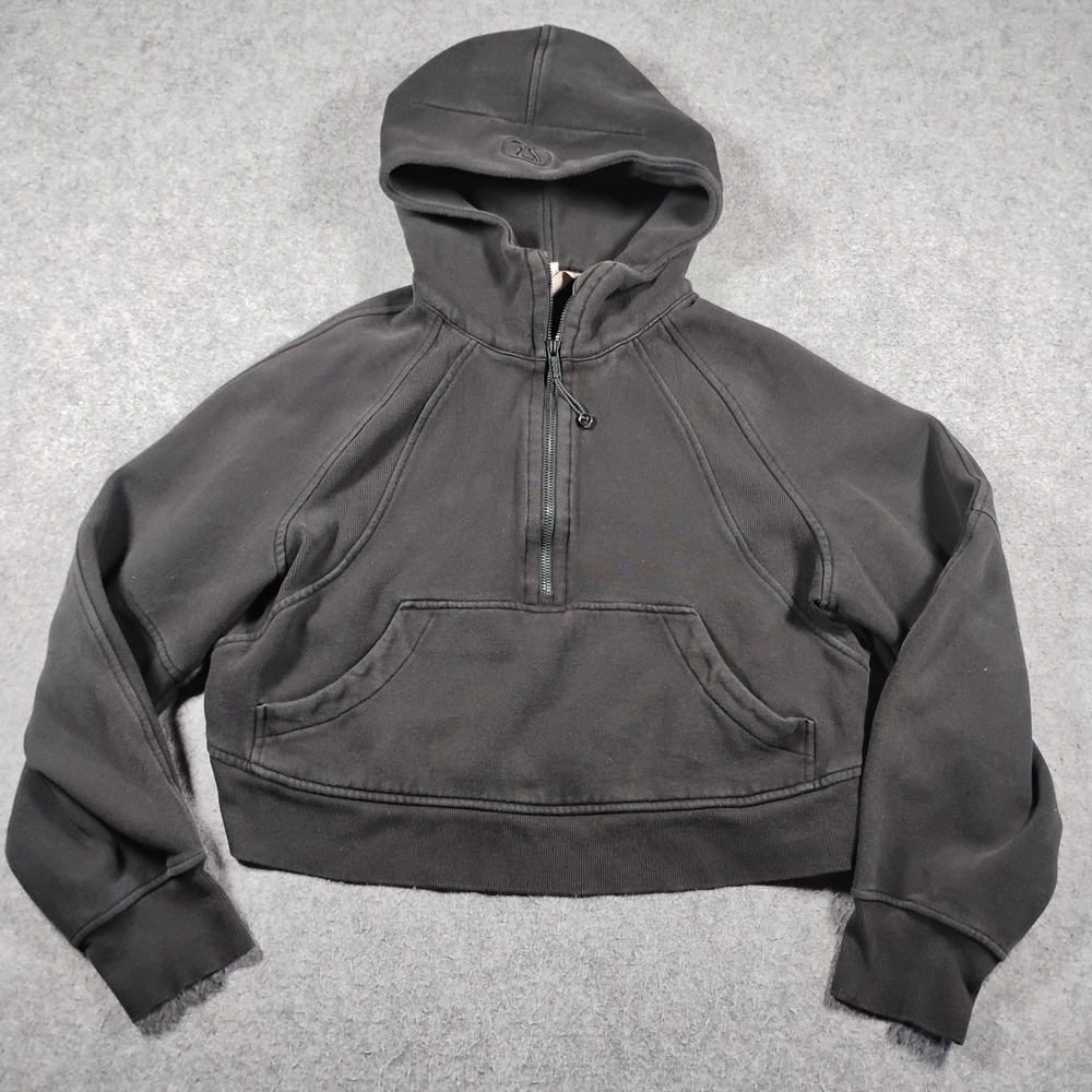 Lululemon Scuba Oversized Half Zip Hoodie Womens XS/S Black Cropped Pullover